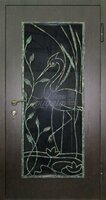 Металлическая дверь Порошковое напыление со стеклом и ковкой №387 для улицы