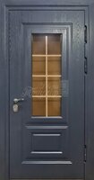 Металлическая дверь Чёрная входная дверь МДФ со стеклом №333
