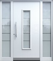 Металлическая дверь Одностворчатая дверь МДФ со стеклом №61 в загородный дом