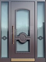 Металлическая дверь Одностворчатая дверь МДФ со стеклом №90 в загородный дом